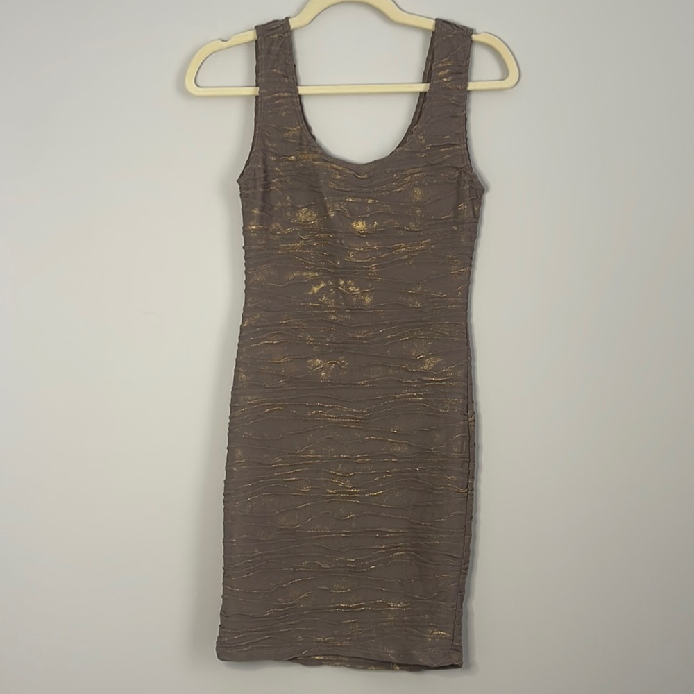 Body Central, brown and gold mini dress, size small